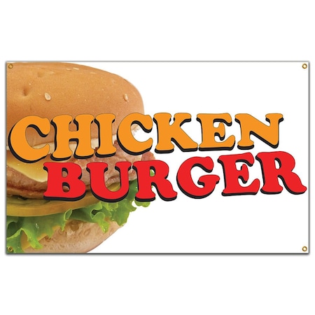 Chicken Burger Banner Concession Stand Food Truck Single Sided